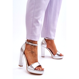 Silver Metallic High Heel Sandals 3