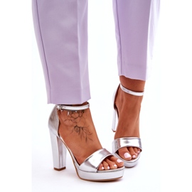 Silver Metallic High Heel Sandals 2