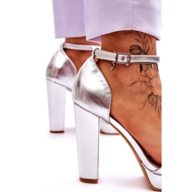 Silver Metallic High Heel Sandals 1