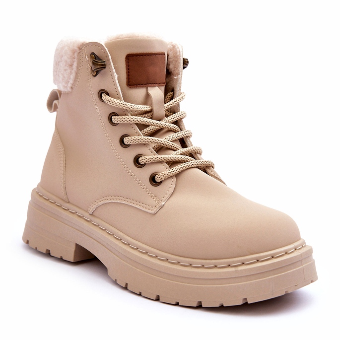 Women's boots with a bright beige sheepskin 1 Women's boots with a bright beige sheepskin 1