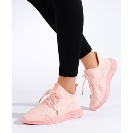 SHELOVET Pink Textile Sneakers 1