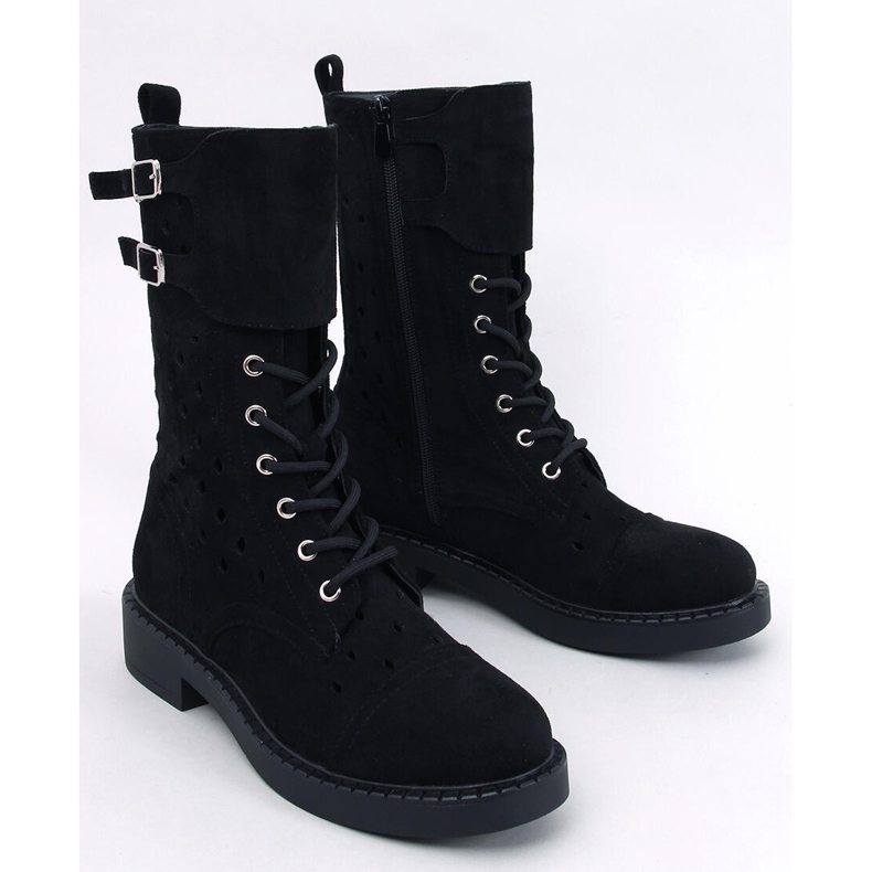Bradys Black openwork ankle boots 1