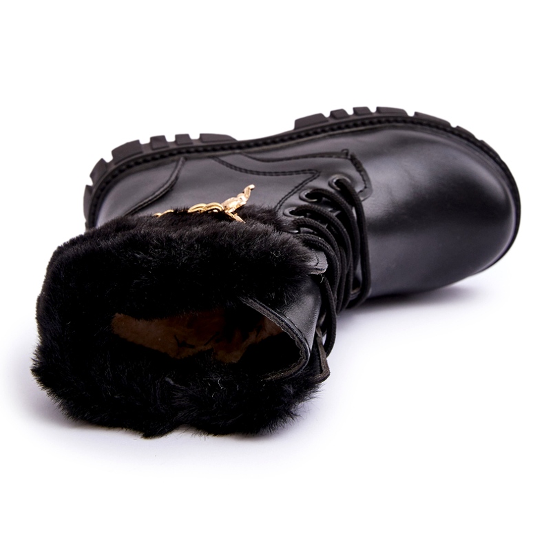 Leather insulated children's boots with a black chain 3 Leather insulated children's boots with a black chain 3