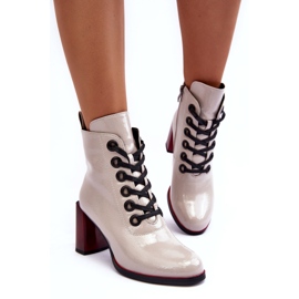 Patent Lace-Up Ankle Boots S.Barski MR870-15 Light Gray grey 4