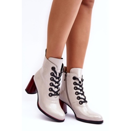 Patent Lace-Up Ankle Boots S.Barski MR870-15 Light Gray grey 5