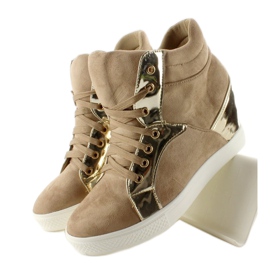 AT-0593-L Khaki suede sneakers brown yellow 2