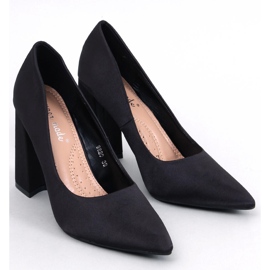 Astia Black satin high heel pumps 1