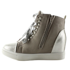 Sneakers with chains R72 Gray3 / Silver grey 1