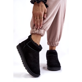 Women's suede low insulated snow boots black 1