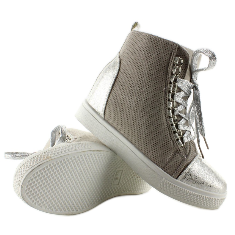 Sneakers with chains R72 Gray3 / Silver grey 2