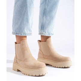 Shelovet beige suede women's Chelsea boots 1