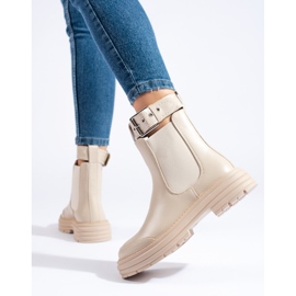 Beige women's Chelsea boots from Shelovet 1