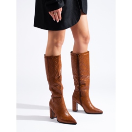 Brown elegant Shelovet high-heeled boots 1