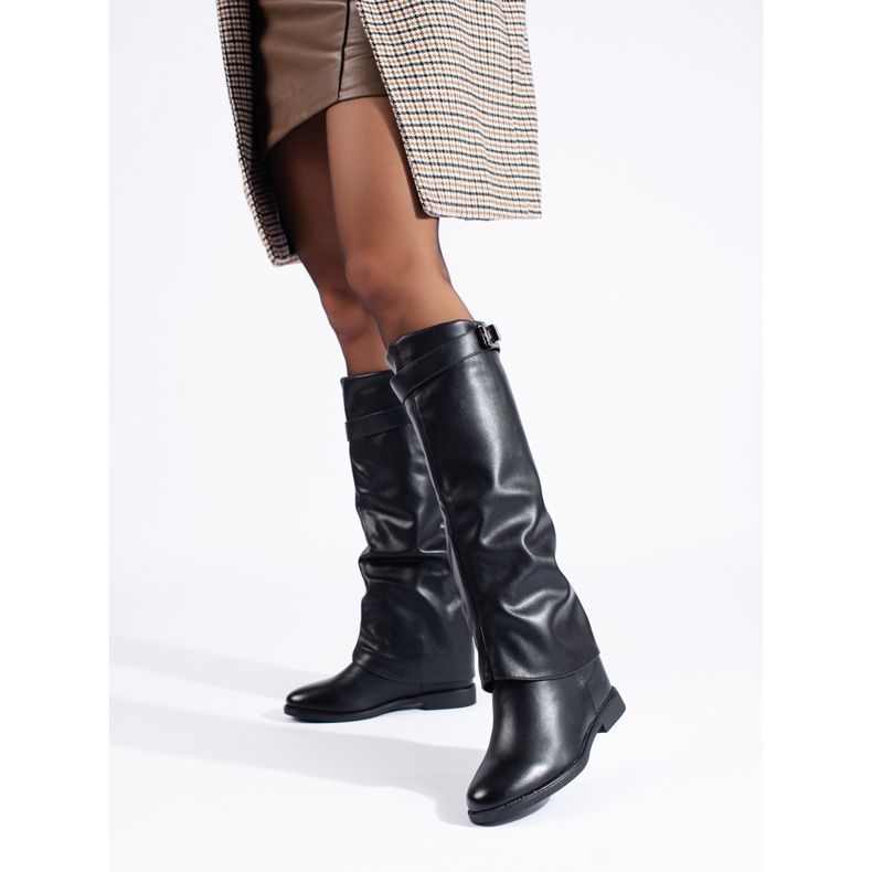 Black Shelovet hidden wedge boots 1 Black Shelovet hidden wedge boots 1