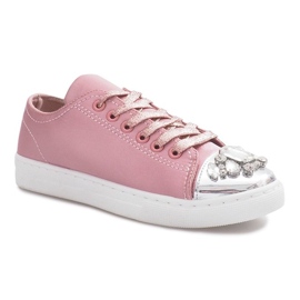 Beige Decorated Diamond Sneakers pink 1