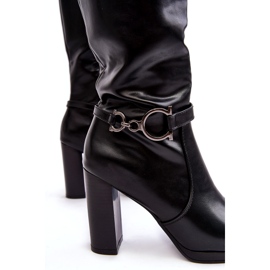 Women's High Heel Boots With Above-the-Knee Decoration, Black Rahallis 2