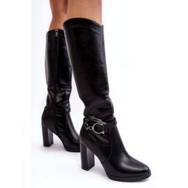 Women's High Heel Boots With Above-the-Knee Decoration, Black Rahallis 1