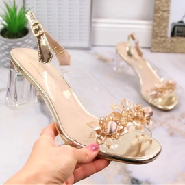 D&amp;A W OLI191B transparent high-heeled sandals, gold golden 1