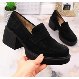 Filippo W DP4685/23 leather high-heeled moccasins black 1