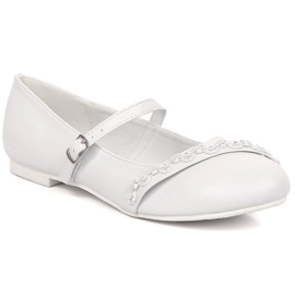 American Club Jr AM915 white ballet flats with cubic zirconia 1