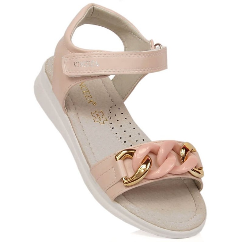 Vinceza Jr JAN193B sandals with a velcro chain, pink 1