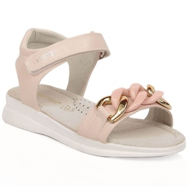 Vinceza Jr JAN193B sandals with a velcro chain, pink 2