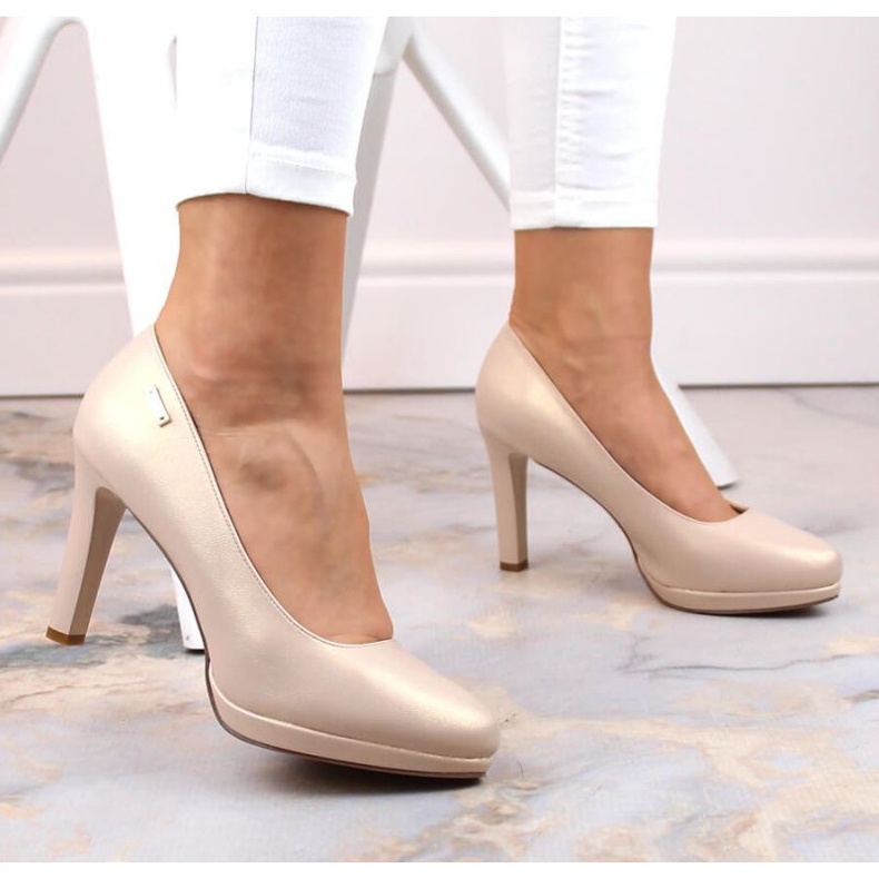 Sergio Leone W SK53N beige high-heeled and platform pumps 2