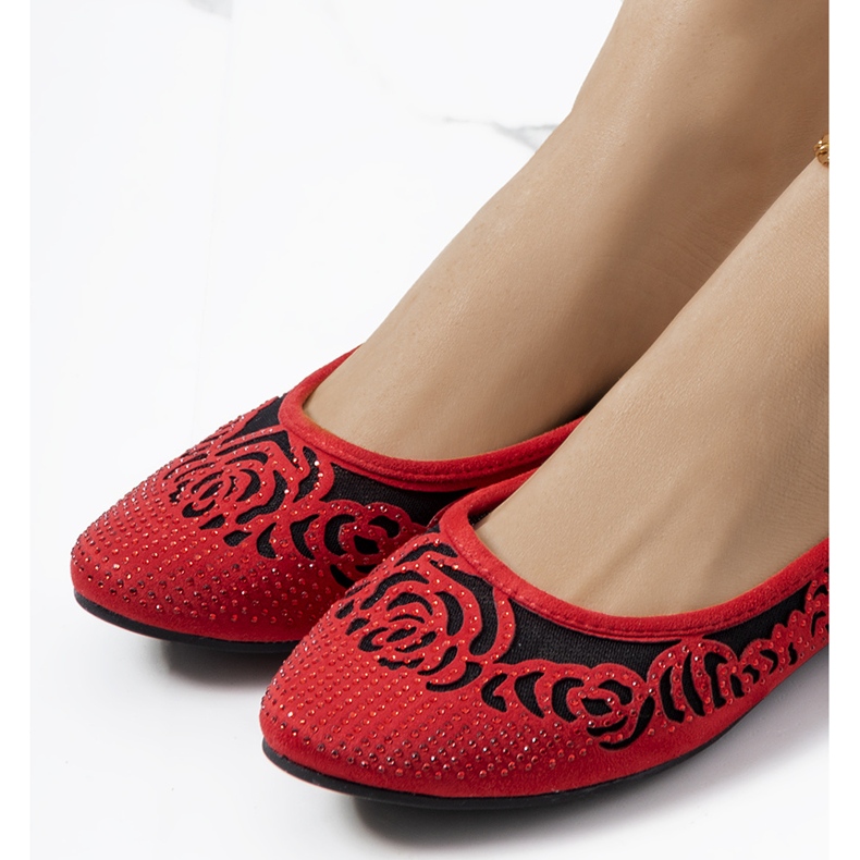 Red Astrid openwork ballerinas 1