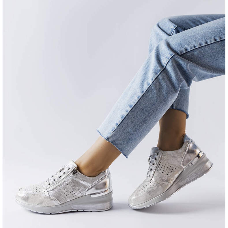 Goodin Jazzar silver openwork leather shoes 1