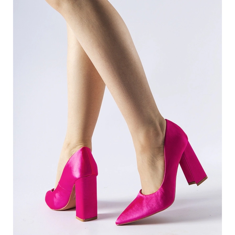Pink satin high-heeled pumps from Gonzalez 1