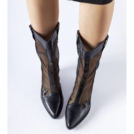 Black openwork cowboy boots with a low heel from Beato 1