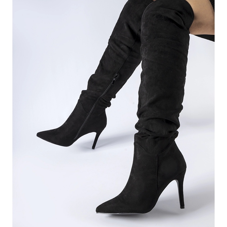 Black long boots with a high heel from Joppo 1