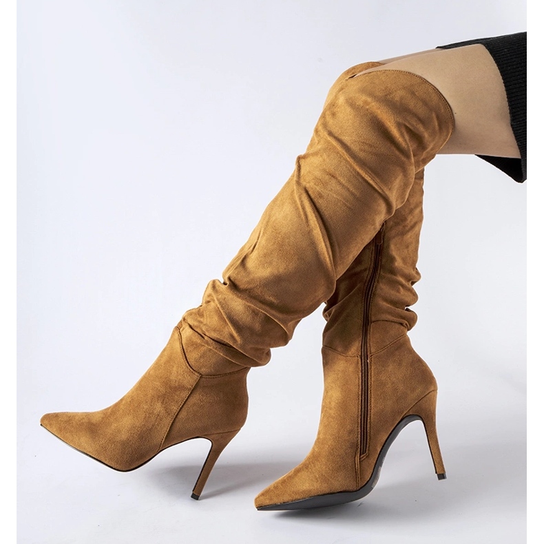 Brown long boots with a high heel from Joppo black 1