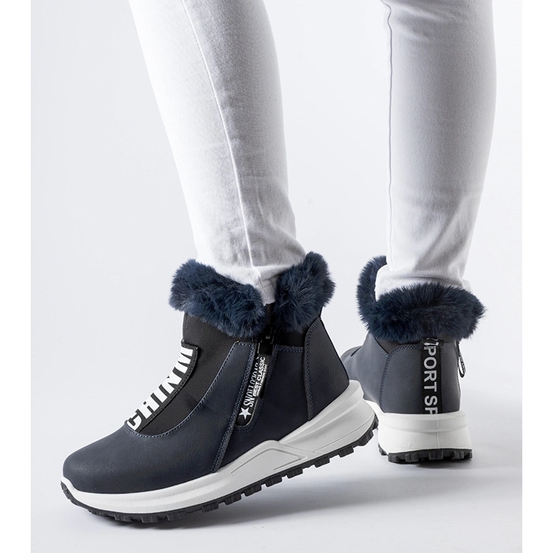 Navy blue insulated Oneglia high-top sneakers 1