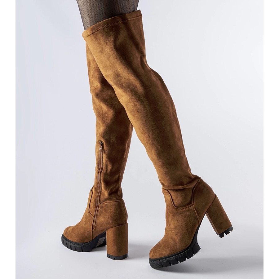 Long tan suede boots sales