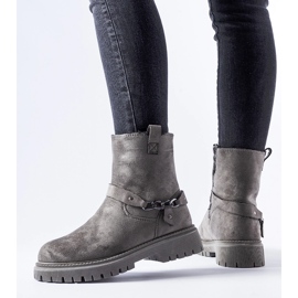 Gray insulated ankle boots with a Sedico chain grey 1