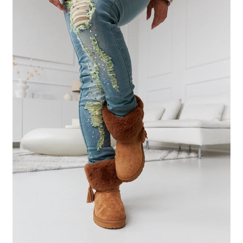 Brown Geradino snow boots lined with fur 1