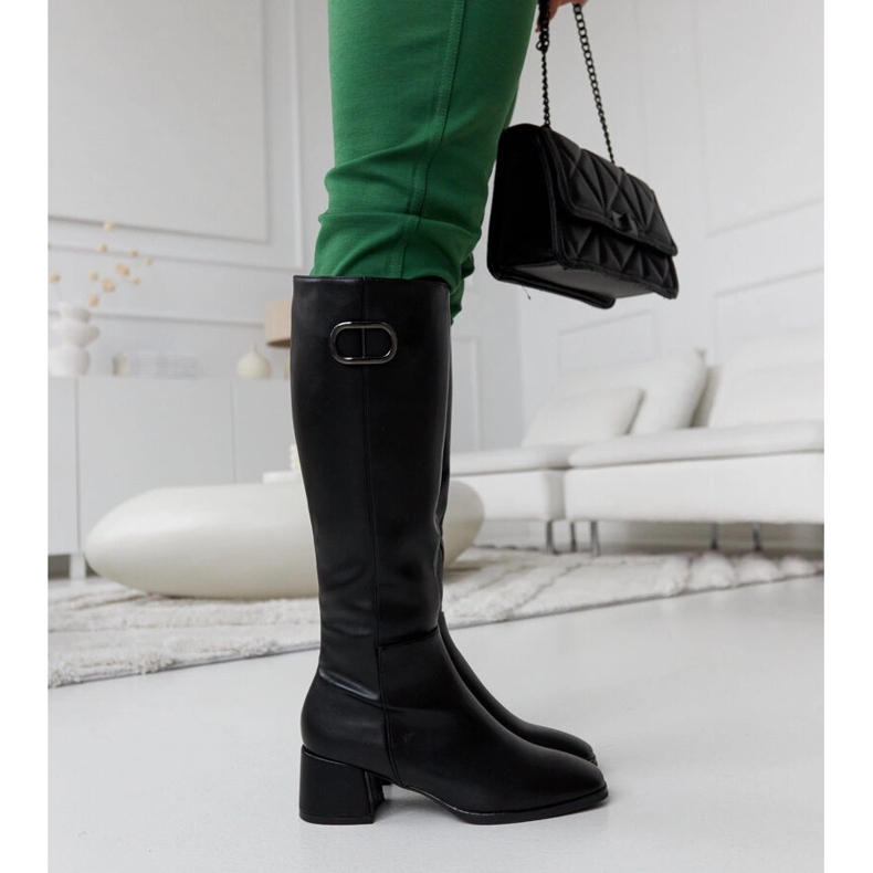 Black boots with a decorative Sydney buckle 1