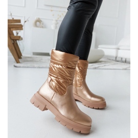 Metallic insulated ankle boots with Malvaro quilting beige 2