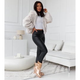 Metallic insulated ankle boots with Malvaro quilting beige 1