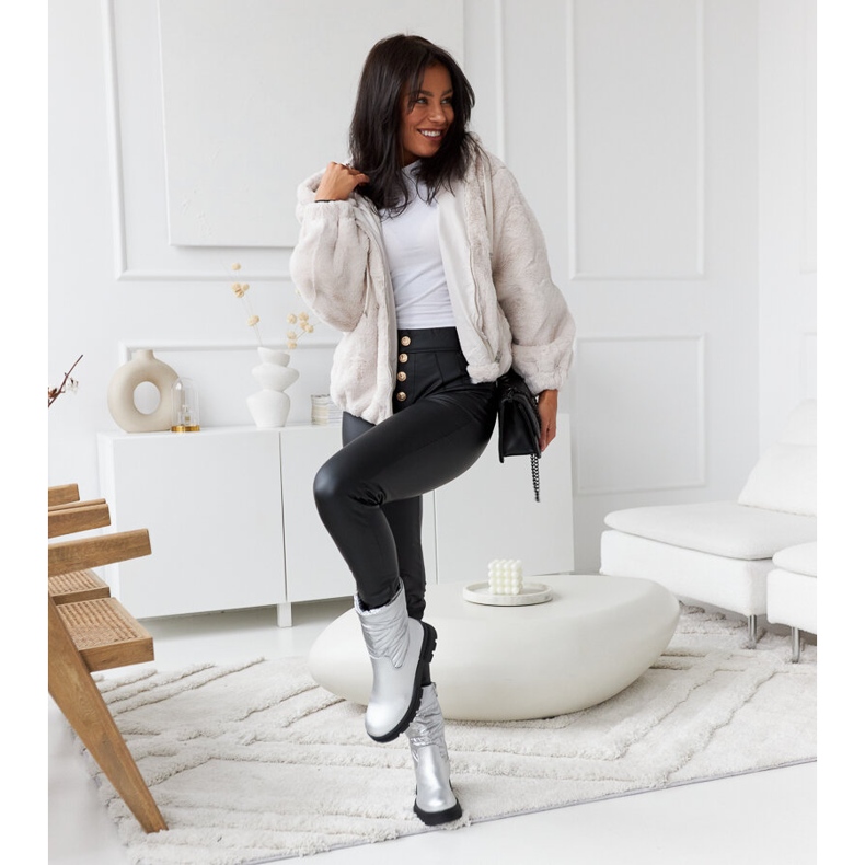 Silver insulated ankle boots with Malvaro quilting 1