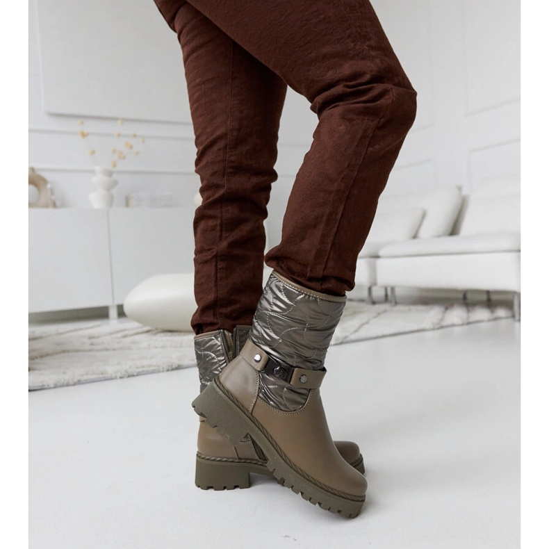 Green insulated ankle boots with a decorative Lido strap 1