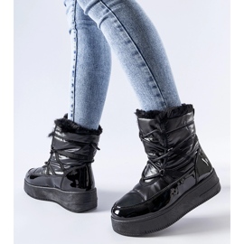 Black patent insulated Harold snow boots 1