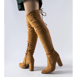 Brown insulated high-heeled boots by Spencer 1