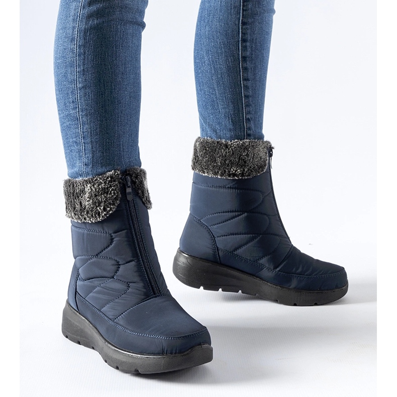 Navy blue wedge snow boots from Brownton 1