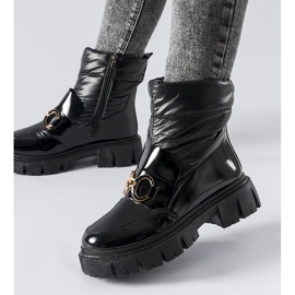 Black patent snow boots with a Winter buckle 1