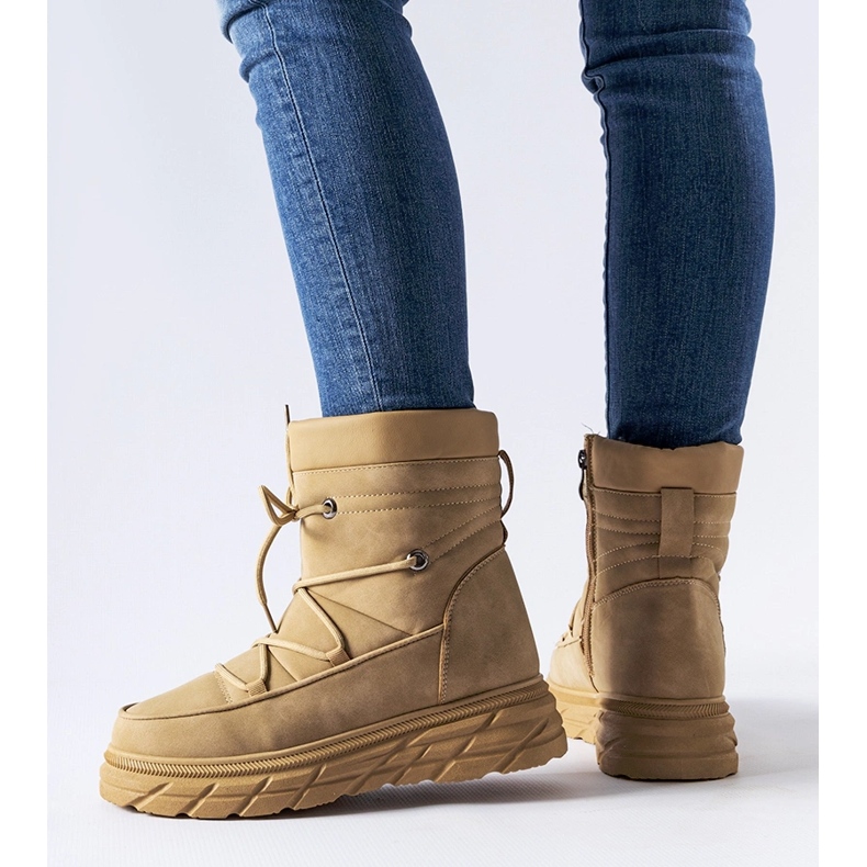 Beige matte insulated Jamison snow boots 1