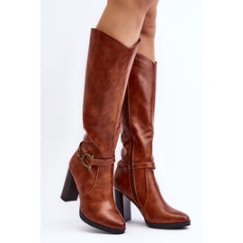 Women's High Heel Boots With Over-the-Knee Decoration Camel Rahallis brown 1