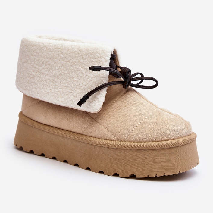 Platform snow boots with sheepskin, light beige Olimuka 1