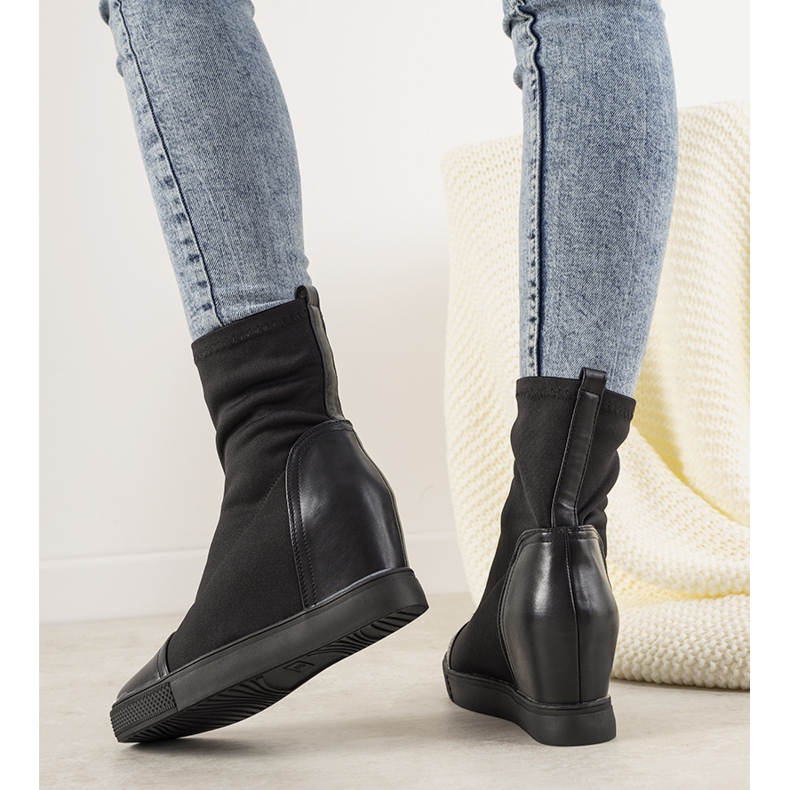 Black elastic wedge sneakers Partida 1